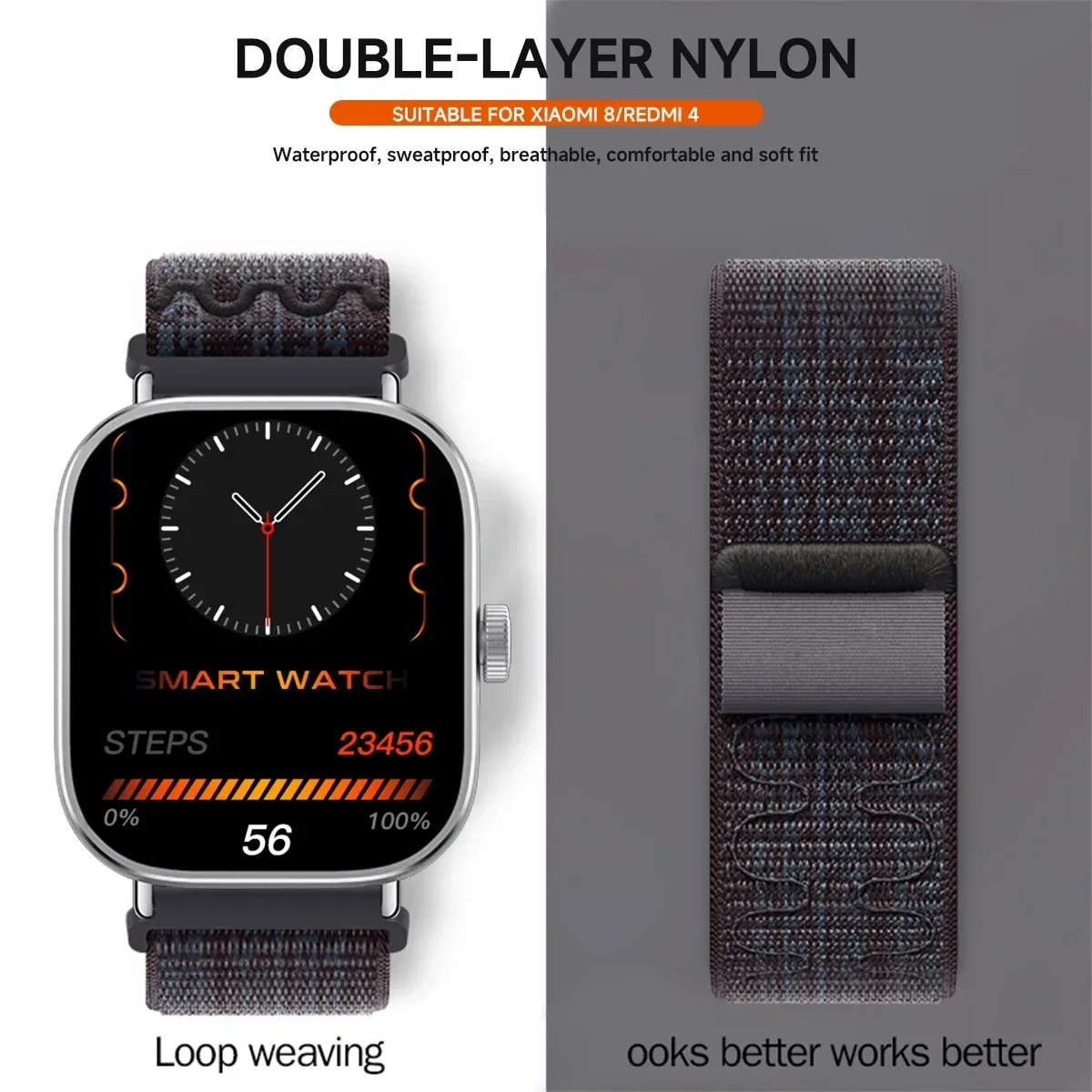 Breathable Embroidery Nylon Loop Sport Bracelet Strap
