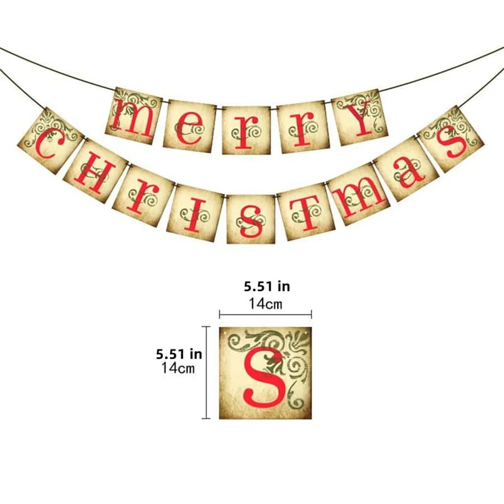 Vintage Christmas Banner Sign - Retro Victorian Style Indoor Decoration & Wall Art