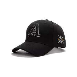 Unisex Embroidered Letter A Adjustable Baseball Cap - Casual Outdoor Sunscreen Hat - Adjustable (Black)
