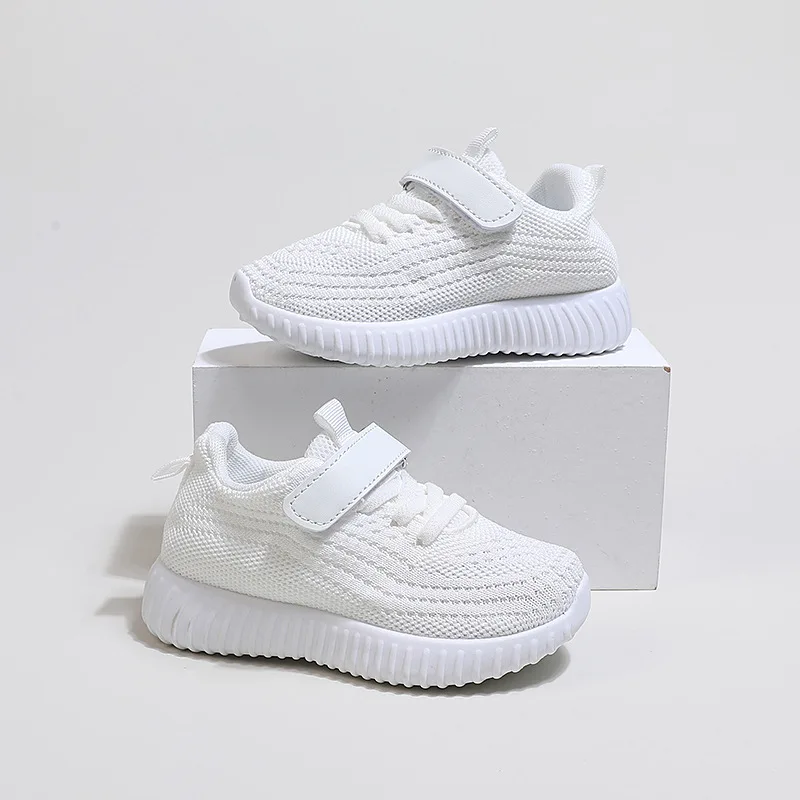 Children Breatheable Simple Boys Sneakers Solid Color Black Beige School Shoes for Girls Hook & Loop Kids Shoes Cute Versatile - Image 4