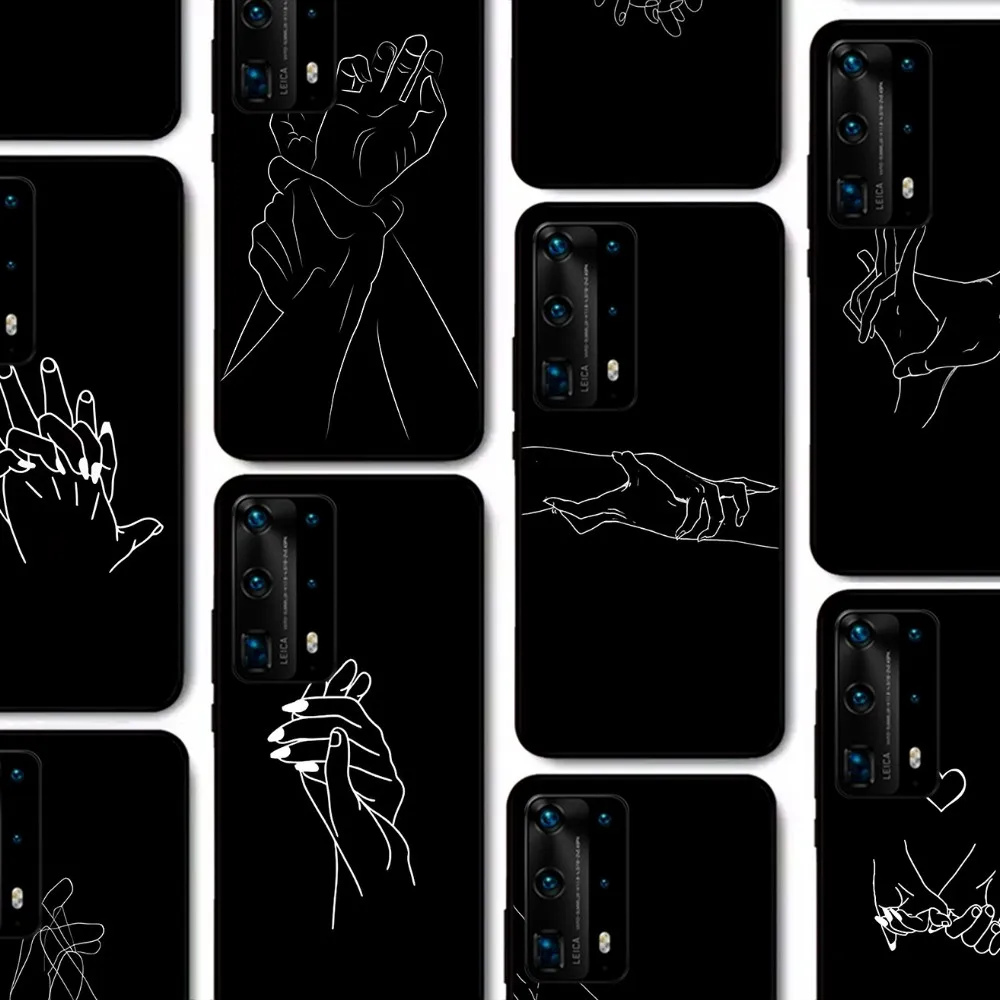 

Minimalist Line Couple Hand Phone Case For Huawei P 8 9 10 20 30 40 50 Pro Lite Psmart Honor 10 lite 70 Mate 20lite