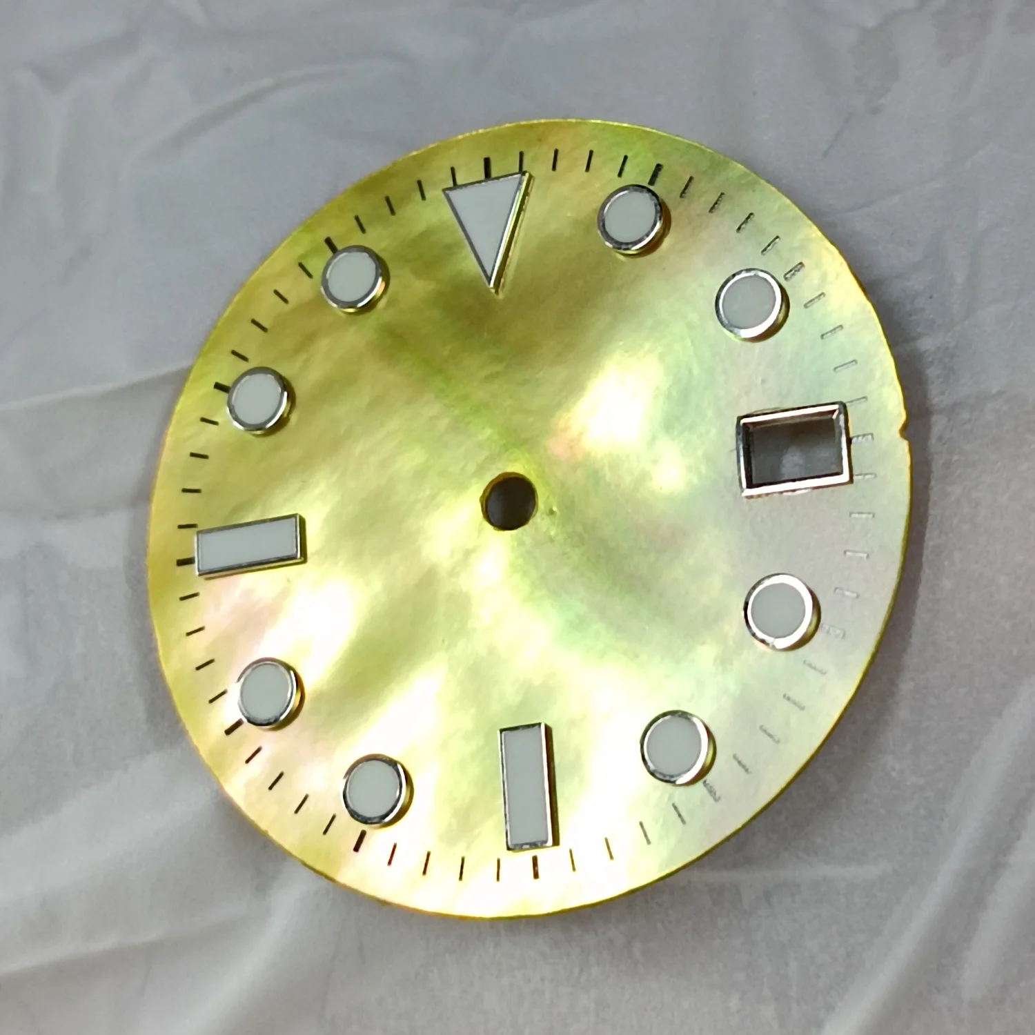 Elegant Luminous Green Shellac Watch Face Accessory with Customizable Logo