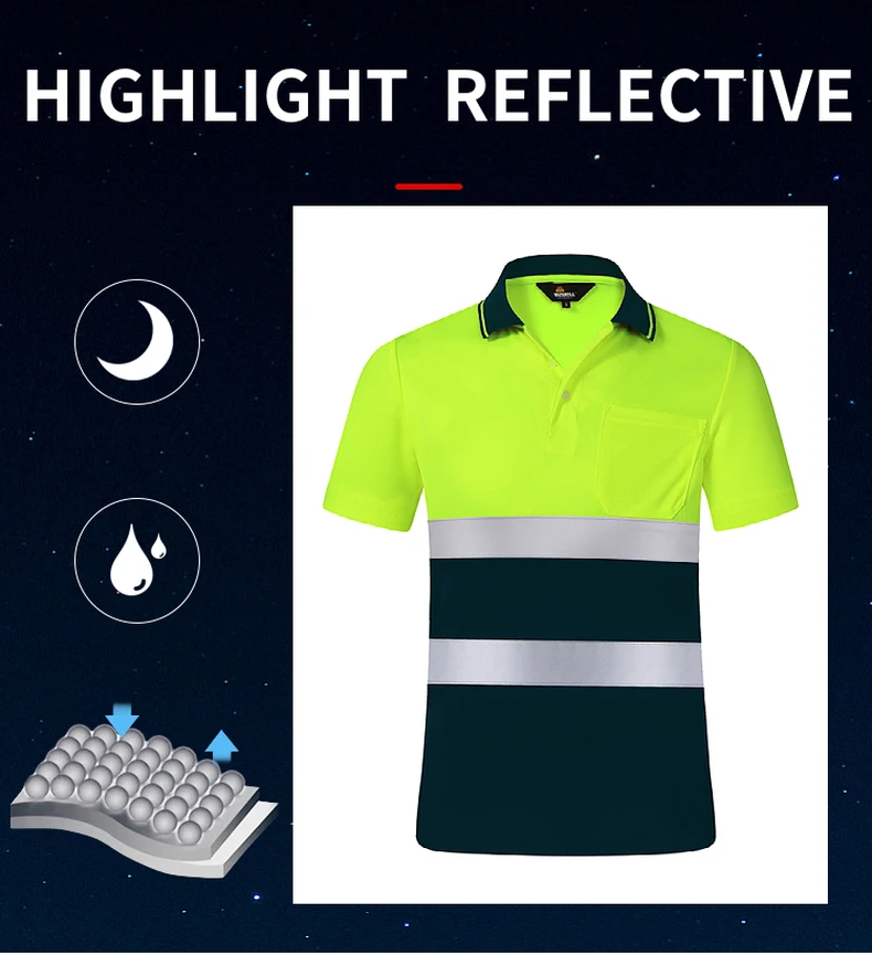 Work Shirt Men Safety Polo Shirt Summer Construction Workwear With Reflective Stripes 18 Sc81f6cd7802140078d60091b635d898fu