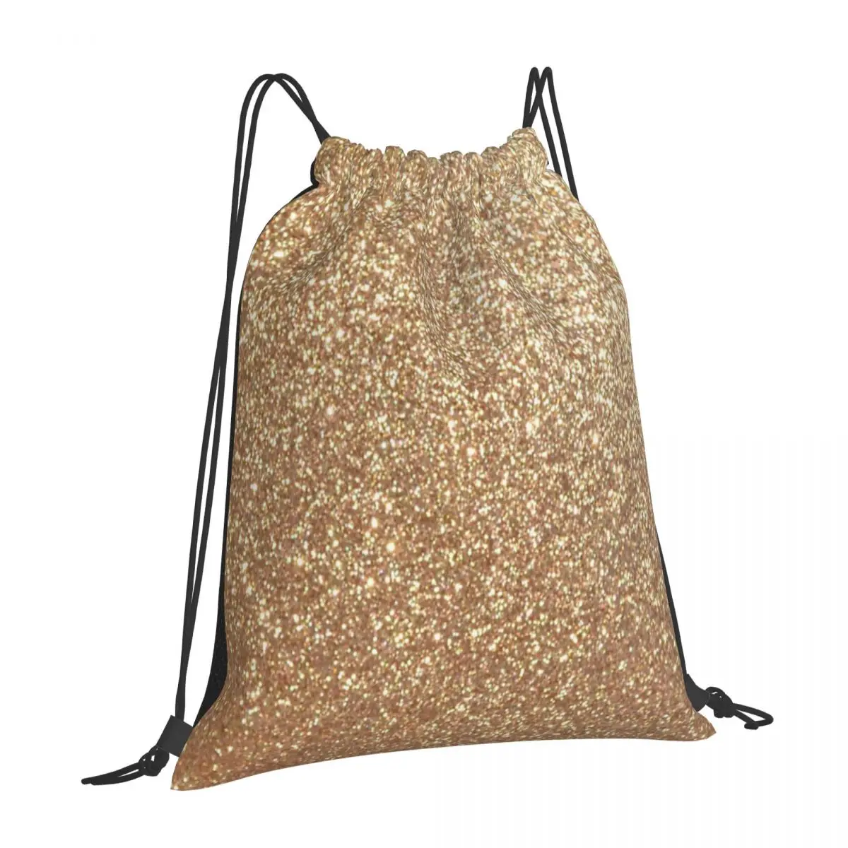 Copper Rose Gold Metallic Glitter Drawstring Bag Backpack Anime Cartoon Women Backpack Customized with Logo Bag
