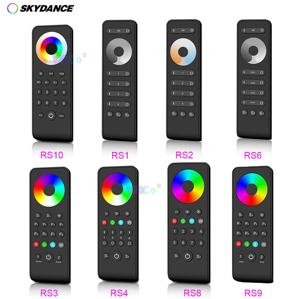 Skydance single color/CCT/RGB/RGBW/RGBCCT LED strip Controller 2 4 8 zone monochrome Dimmer Switch Touch Wheel 2.4G RF Remote