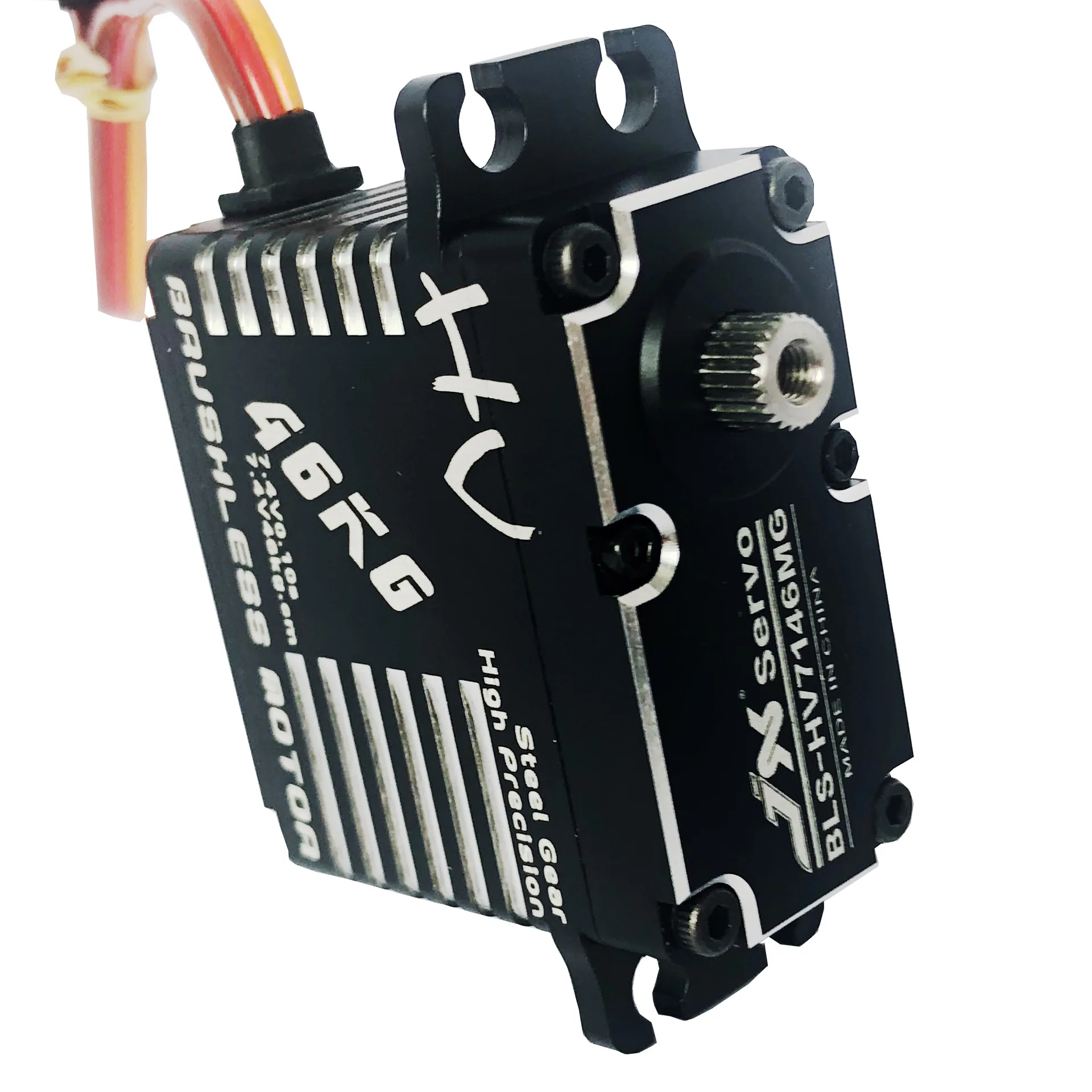 Vue d'ensemble du servo haute tension 7.4V pour drone RC, avec échelle de taille