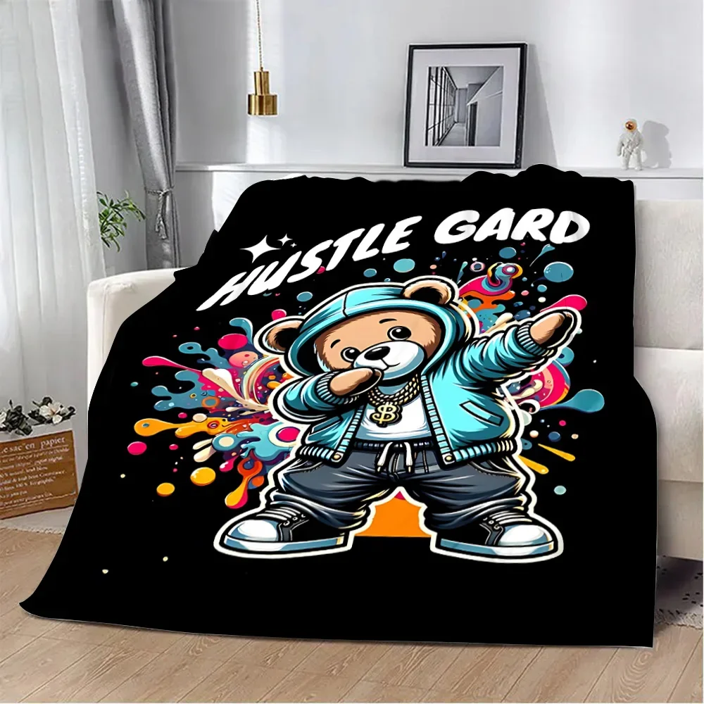 Cartoon Anime Printed Blanket Picnic Blankets POLO Bears Warm Blanket Soft and Comfortable Blanket Home Travel Birthday Gift 3