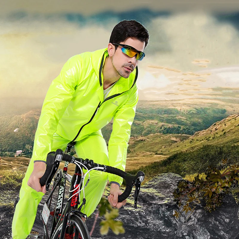 QUESHARK Women Men Waterproof Cycling Jacket Sets Riding Rain Coat MTB Bicycle Road Bike Rainwear Against Heavy Rain