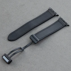 Magnetic Clasp Silicone Leather Watch Band Strap - Series 10 46MM (Black)