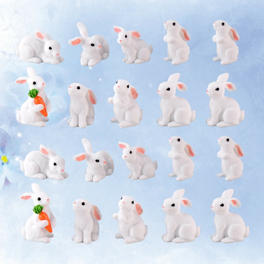 

20Pcs Resin Mini Rabbit Adornment Micro Landscape Ornament Rabbit Craft Decoration(Random Color)