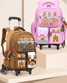 Children Trolley backpack wheels Student High capacity School bags Rolling schoolbags kids Trolley bookbag school wheeled bag 1