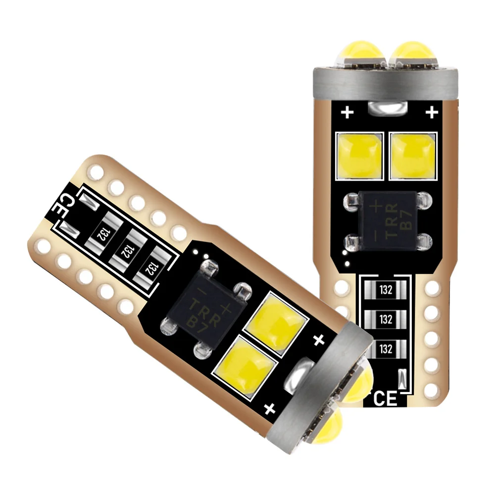 3030 슈퍼 브라이트 LED 캔버스 자동차 인테리어 독서 돔 조명, 자동차 주차 램프 웨지 테일 사이드 전구, 오류 없음, T10 W5W WY5W, 10 개 