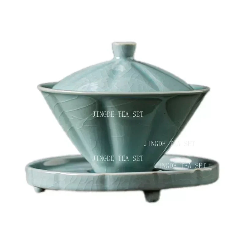 Cracked Glaze Antique Ceramics Gaiwan Home Teacup Travel Tea Bowl Chinese Teaware Accessories Drinkware Personal Cup 130ml