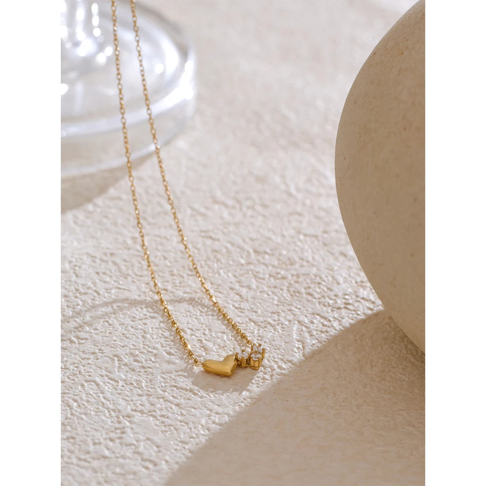 Yhpup Necklace Stainless Steel Zirconia Color, Delicate