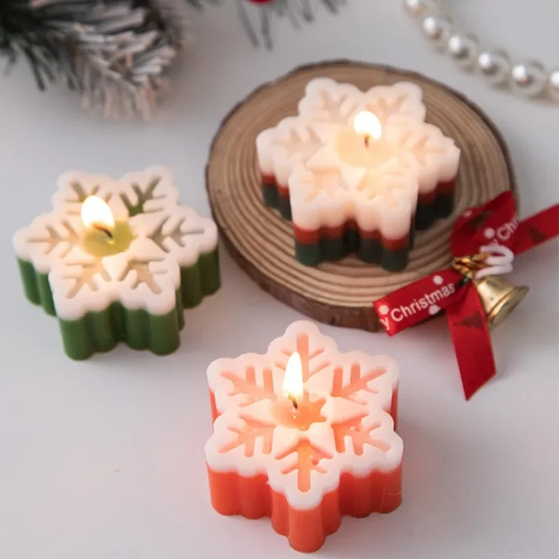 Christmas Snowflake Candle Mold DIY Gypsum Dropping Glue Aromatherapy Resin Handmade Soap Mold