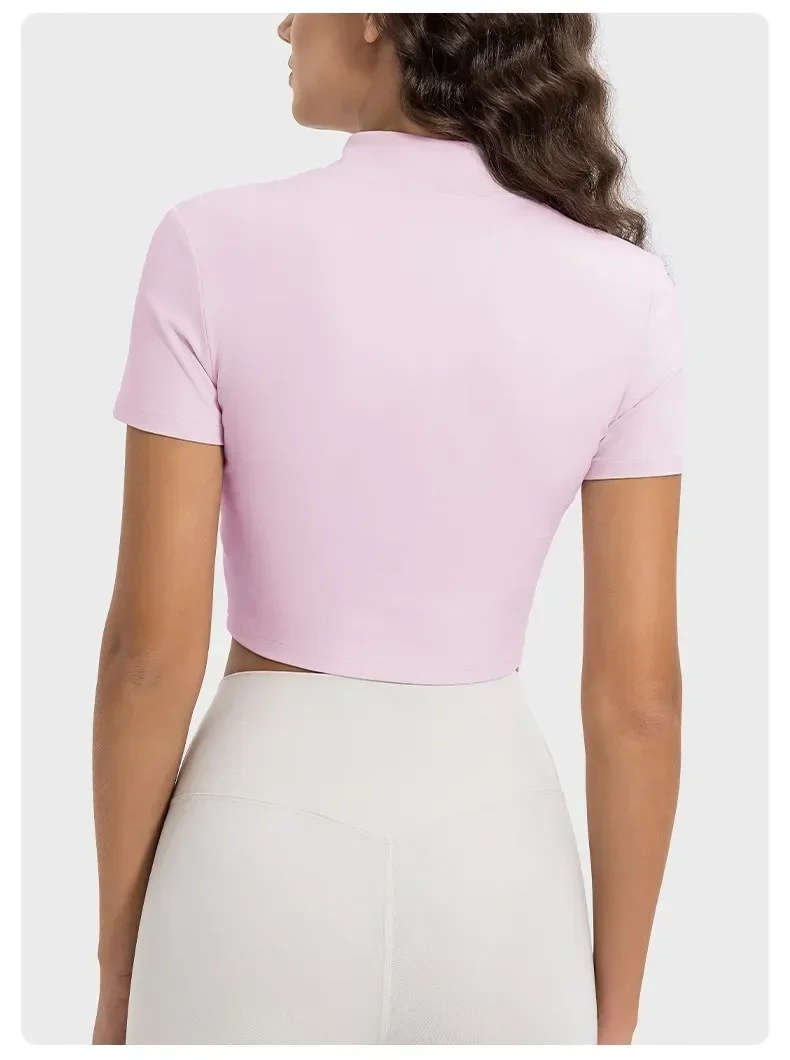 Lemon Cloud-Feeling Soft Simple Collar Half-Zipper Casual All-Match Outdoor Sports Short-Sleeved Women Golf Wear for Women