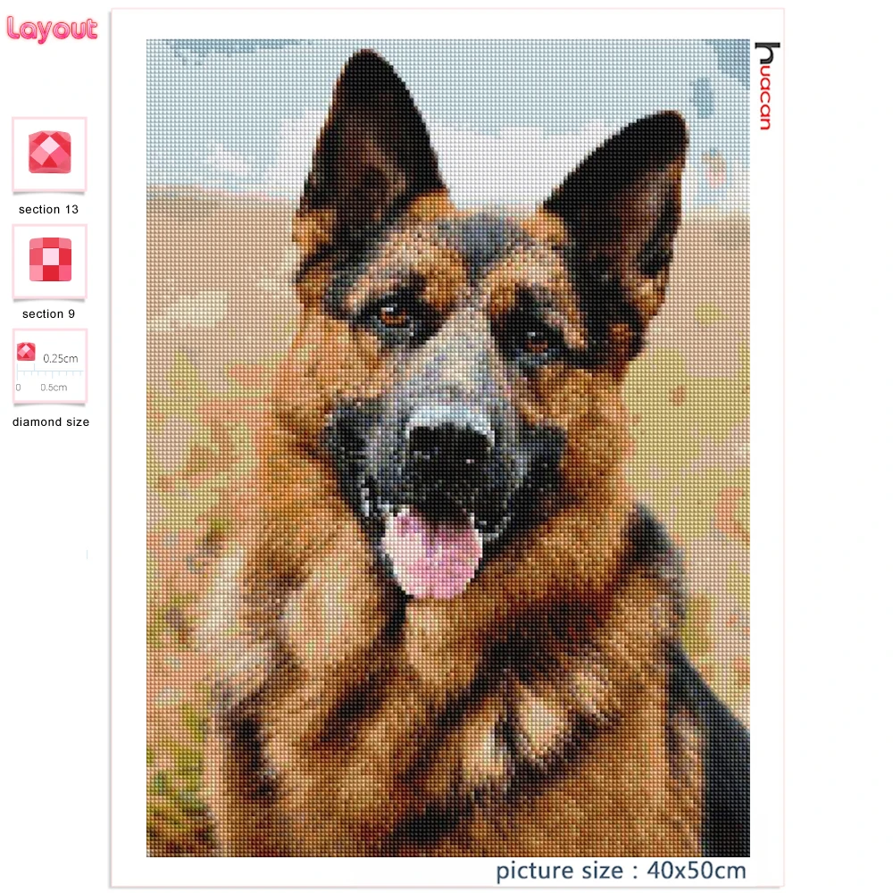 Diamond Painting 5D YSCOLOR - Cane Pastore Tedesco - Tela 30x40cm - Kit Completo Rotondo