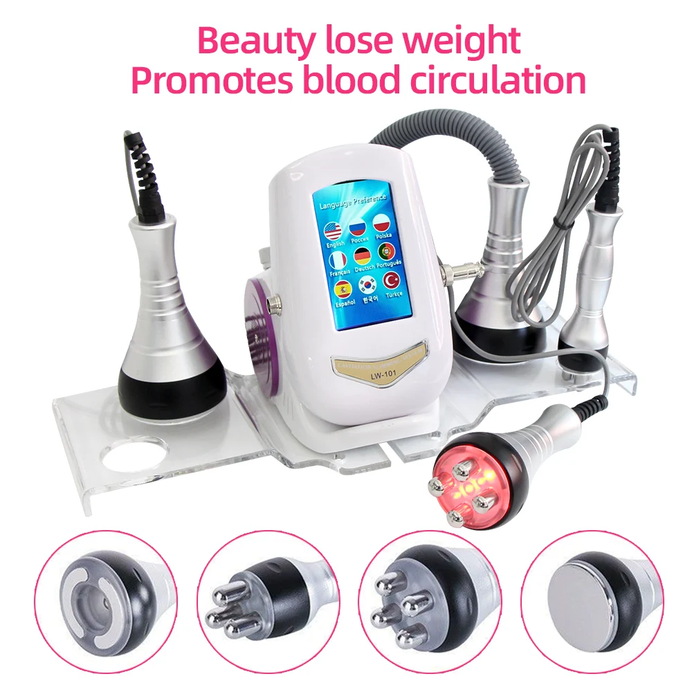 

4 IN 1 Cavitation Machine 40k Ultrasonic Shape Vacuum Frequency Liposuction Weight Loss Slimming Skin Tightening Lifting Light