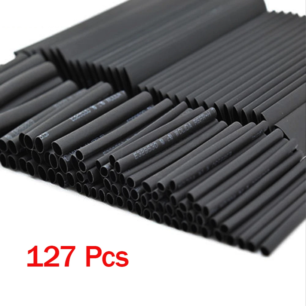 127/164/328Pcs Heat Shrink Tube Sleeving Tubing Assortment Kit Electrical Connection Shrinkable Wire Wrap Cable Waterproof Black