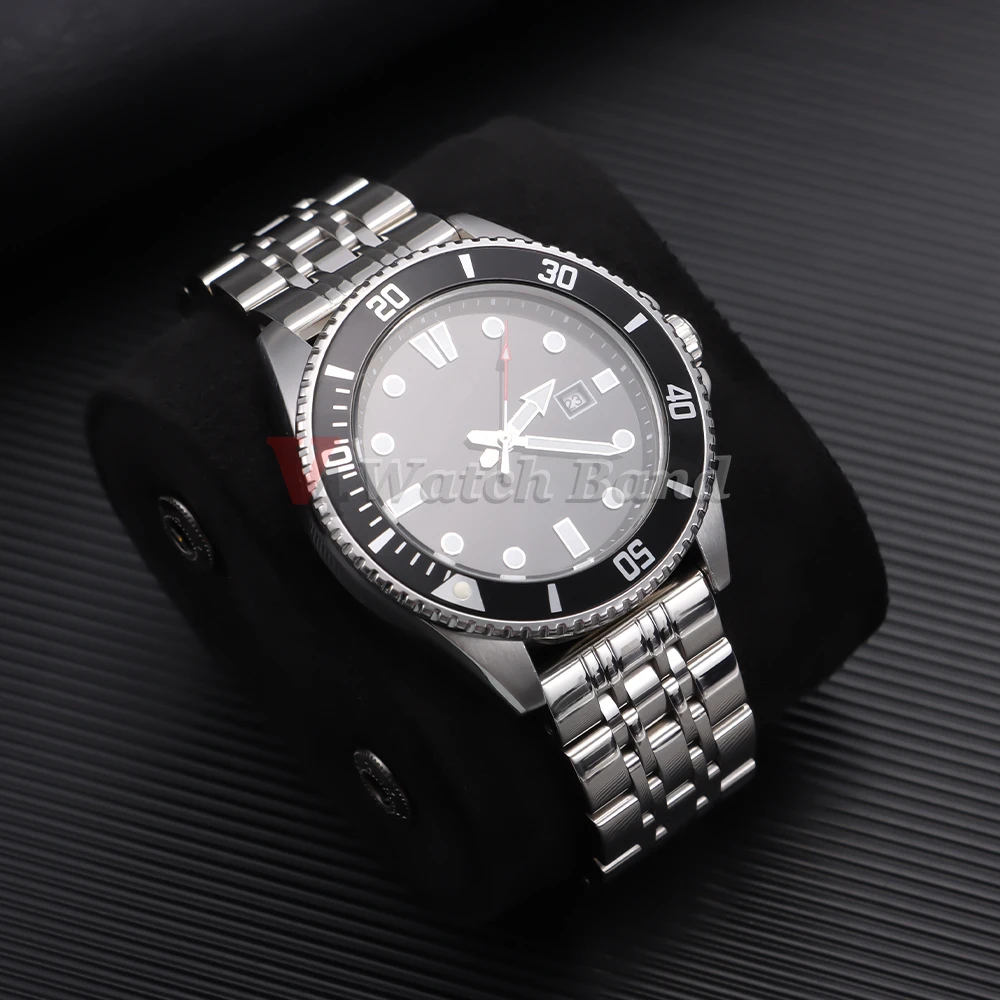 Elegant Solid Stainless Steel Curved Flat Metal Watch Strap (Multiple Width Options)