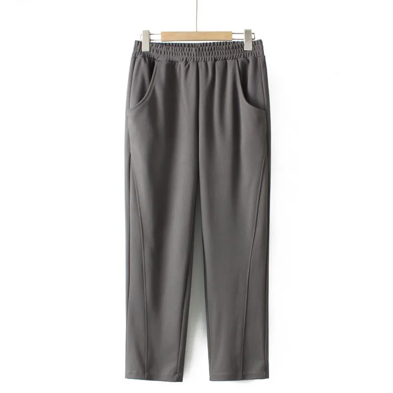 

4XL Plus Size Harem Pants Women 2023 Spring Elastic Waist Twill Stretch Bottoms Simple Straight Trousers Oversized Curve Clothes