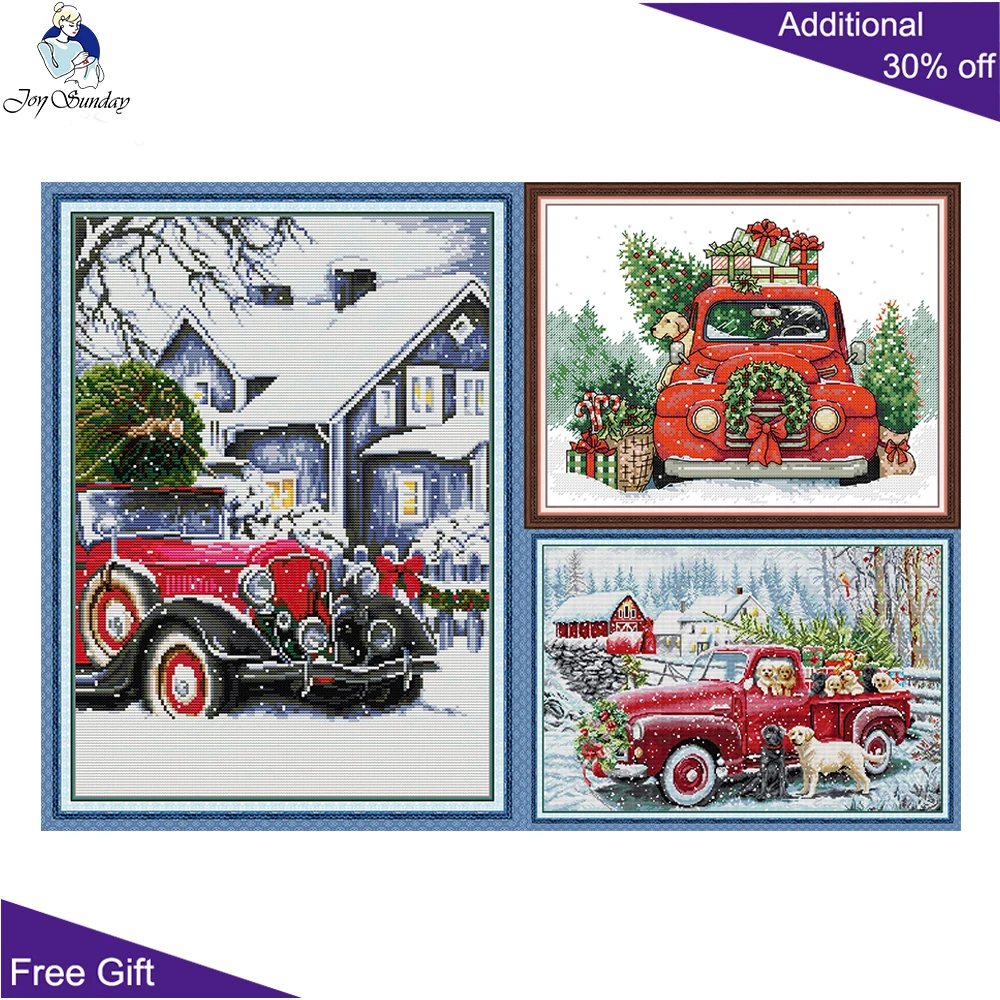 Cross Stitch Kits Joy Sunday Christmas Van Holiday Shopping Christmas Tree Dog Gifts FA214 FA329 FA368 cross stitch kit,cross stitch tools