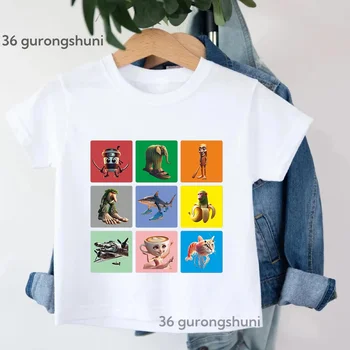 T-shirt cool Meme Brainrot italiano T-shirt estiva per ragazzi/ragazze divertenti Kawaii per bambini T-shirt bianca/rosa/gialla/grigia/rossa/nera 1