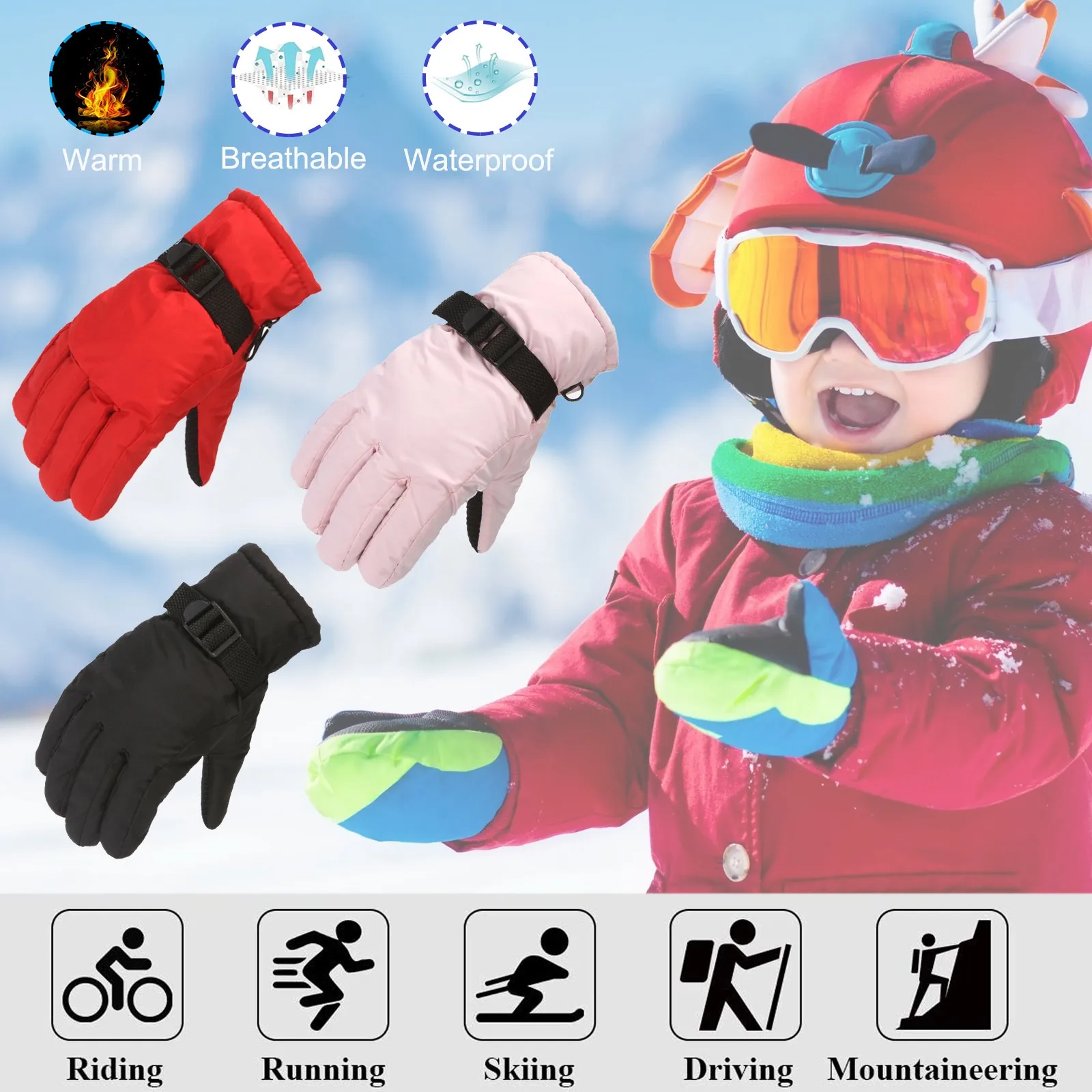 Gants de ski enfant 4 ans gants enfant enfant enfant plein dessin animé  garçon épais bébé chaud doigts filles enfants gants & mitaines gants  garçons 14 ans : : Mode
