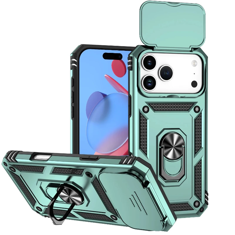 Shockproof Armor Phone Case with Slide Camera Protection and Enhanced Durability