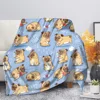Flannel Blanket Cute Animal Pug Dog Soft Warm Fall Sofa Fleece Throw s for Bed  Couch  King Size Lightweight 4