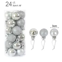 Festive Christmas Tree Ornaments - Elegant Hanging Decorations for Home and Party Decor 2023 (24pcs silver)