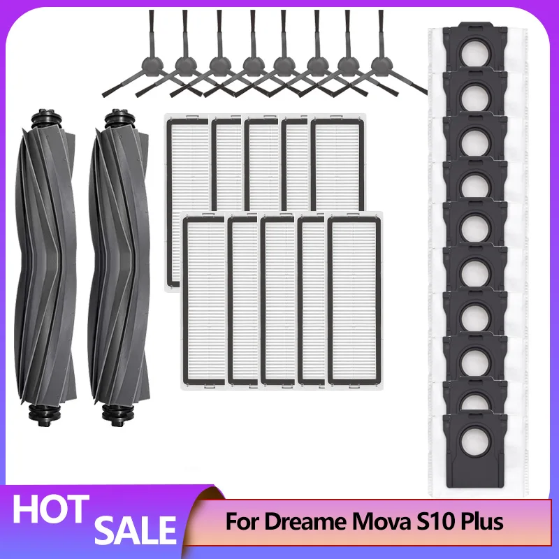 20 accessoires voor Mova V50 â € Dreame X50 â € L50/L40s Pro Matrix10 Ultra / X50 Master robotstofzuiger, 2 hoofdborstels, 4 stofzakken, 4 filters, 4 zijborstels, reinigingsborstel