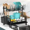 2 Tier Dish Drying Rack, Dish Racks for Kitchen Counter, Stainless Steel Dish Drainers with Cutlery Holder and Cup Rack 1