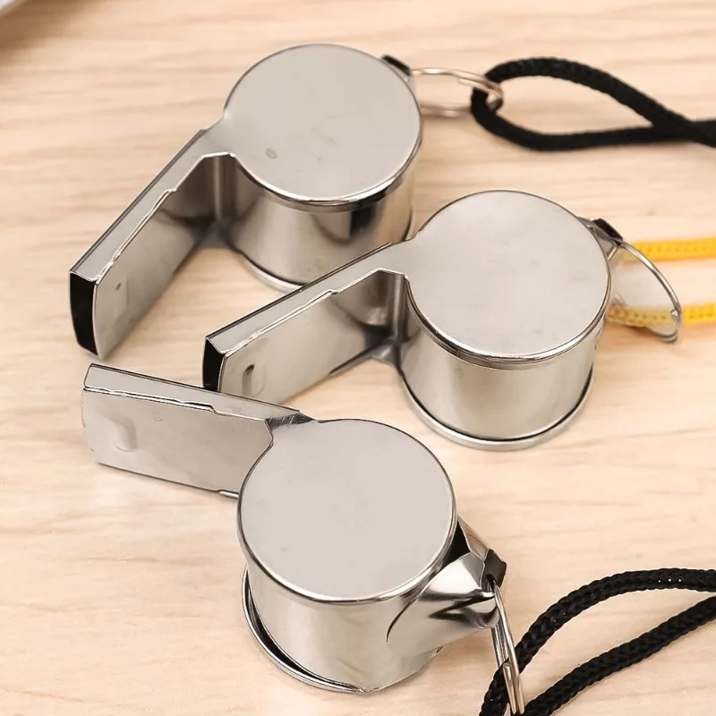 Camping tent clips emergency whistle 1/2pcs Stainless Steel Whistle Loud Metal Whistles with Lanyard Professional Referees Whistle Coaches Lifeguards Survival Sport