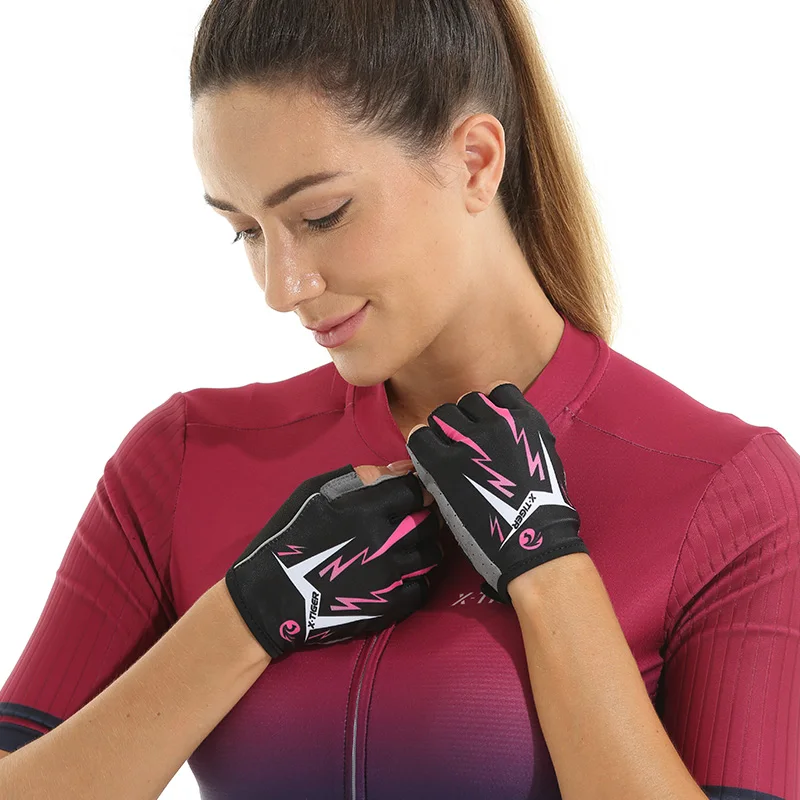 X-TIGER Sports Cycling Gloves Half Finger Women MTB Bike Gloves Running Fitness Gym Riding Motorcycle Bicycle Gloves 2