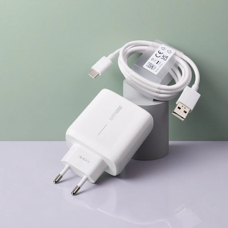 Cargador OPPO de 65W con SuperVooc, Adaptador de Carga Rápida, Cable USB C de 1/1.5/2M para Reno Se 4 Find N3 X6 X5 Pro A78