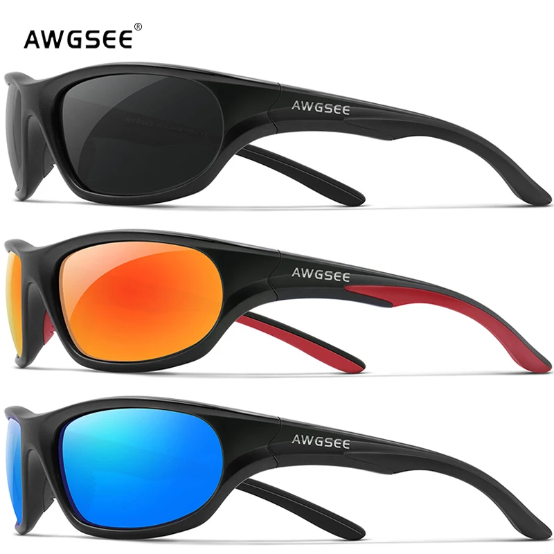 

AWGSEE Polarized Sports Sunglasses For Men Cycling Driving Fishing Sun Glasses TR90 Unbreakable Frame 100% UV Protection