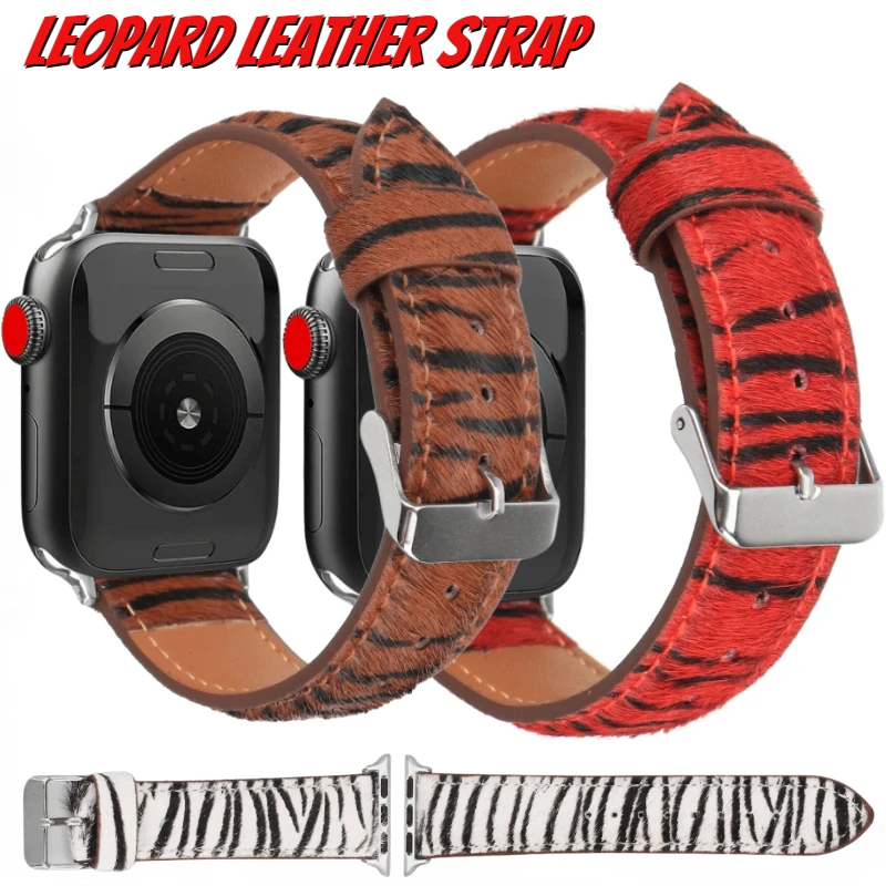 Leather leopard print Strap For Apple watch 45mm 41mm 44mm 42mm 40mm 38mm Women Bracelet Band iWatch Series 8 7 6 5 4 SE Correa