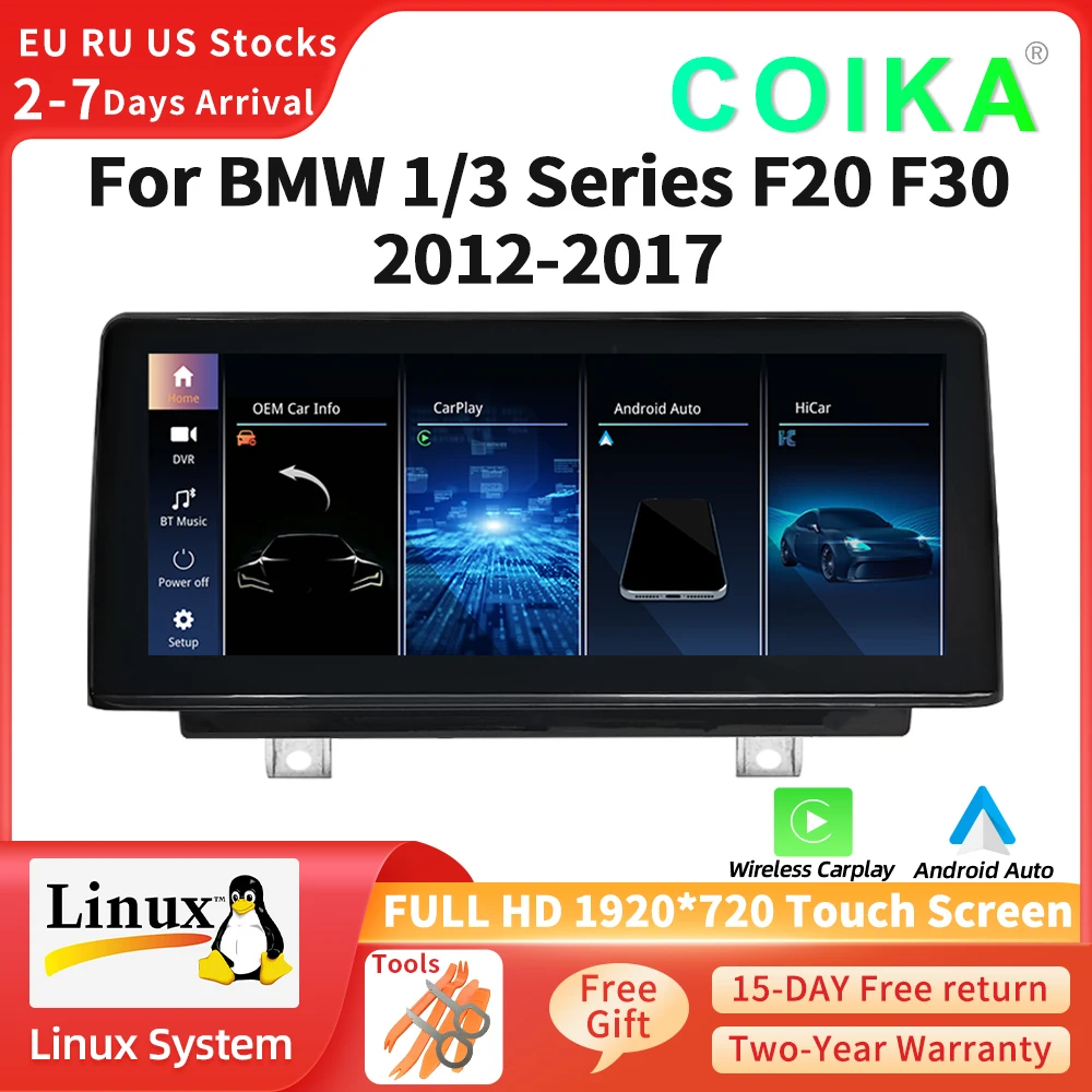 COIKA 10.25 Full HD Carplay Screen For BMW F20 F22 F30 F34 F36 2012-2016 Touch Auto Radio Player 1920*720 Resolution