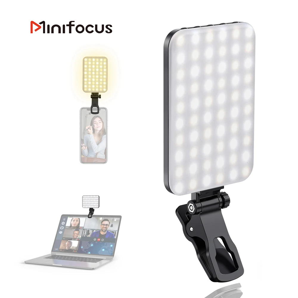 Smartphone Selfie Light Clip Led Fill Light Painel para Celular Laptop Tablet Computador Vídeo Conferência Imagem Maquiagem Vlog