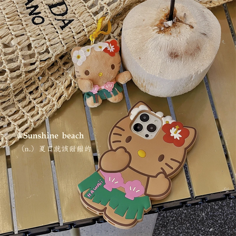 Sanrio 3D Cartoon Hello Kitty Bow Phone Case For iPhone 17 16 15 14 13 12 Pro Max 11 Anti Fall So Cute Y2K Soft Silicone Cover