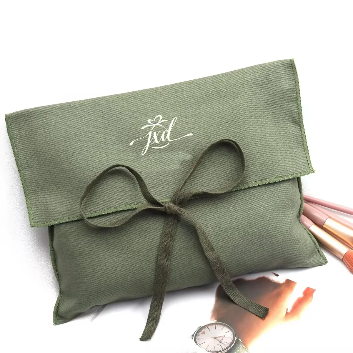 Luxury Cotton Twill Clothes Swimwear Dust Bag With Tie Reusable