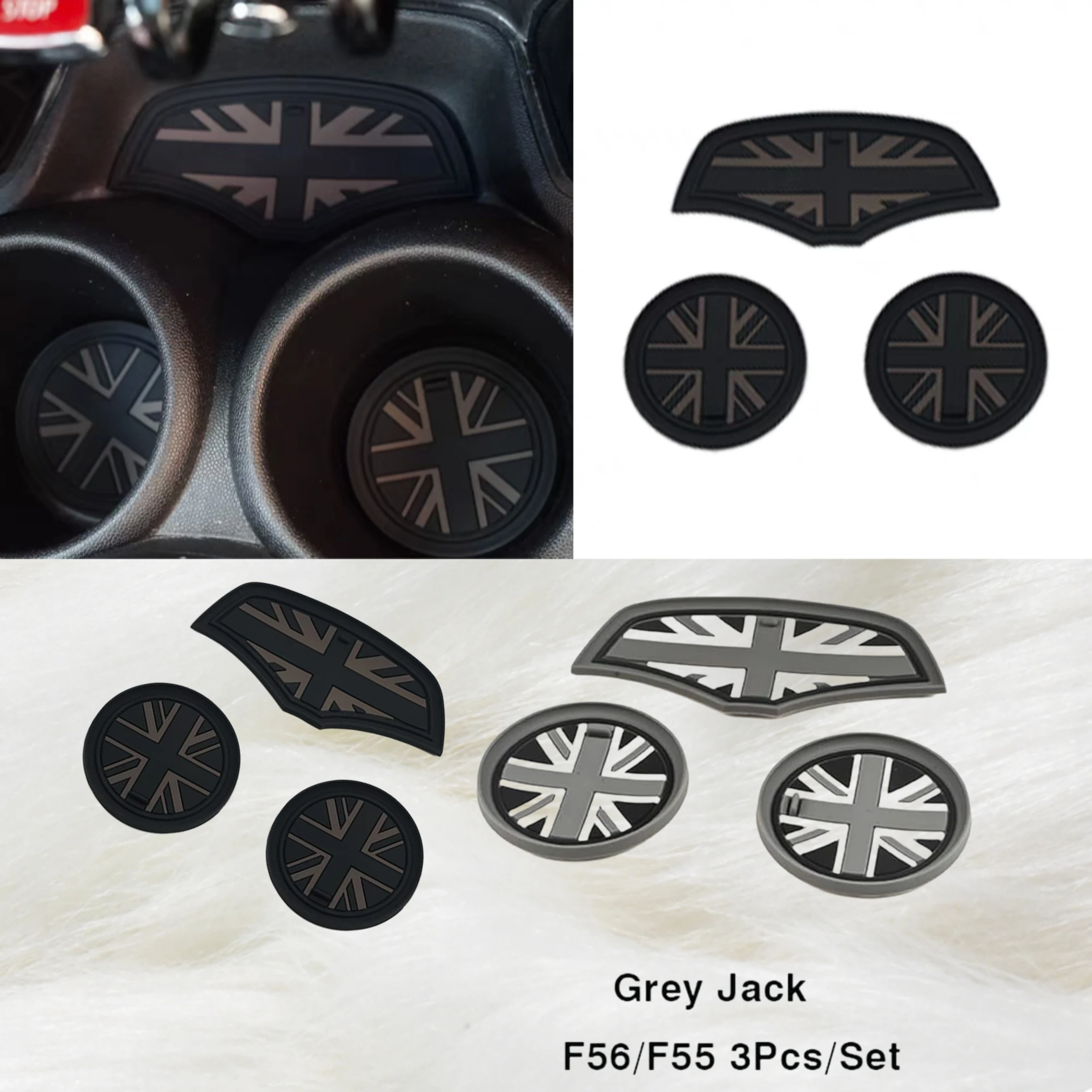 Union Jack Car Cup Pad Groove Coaster Car Coaster Pads Cup Holder Coasters for Mini Cooper