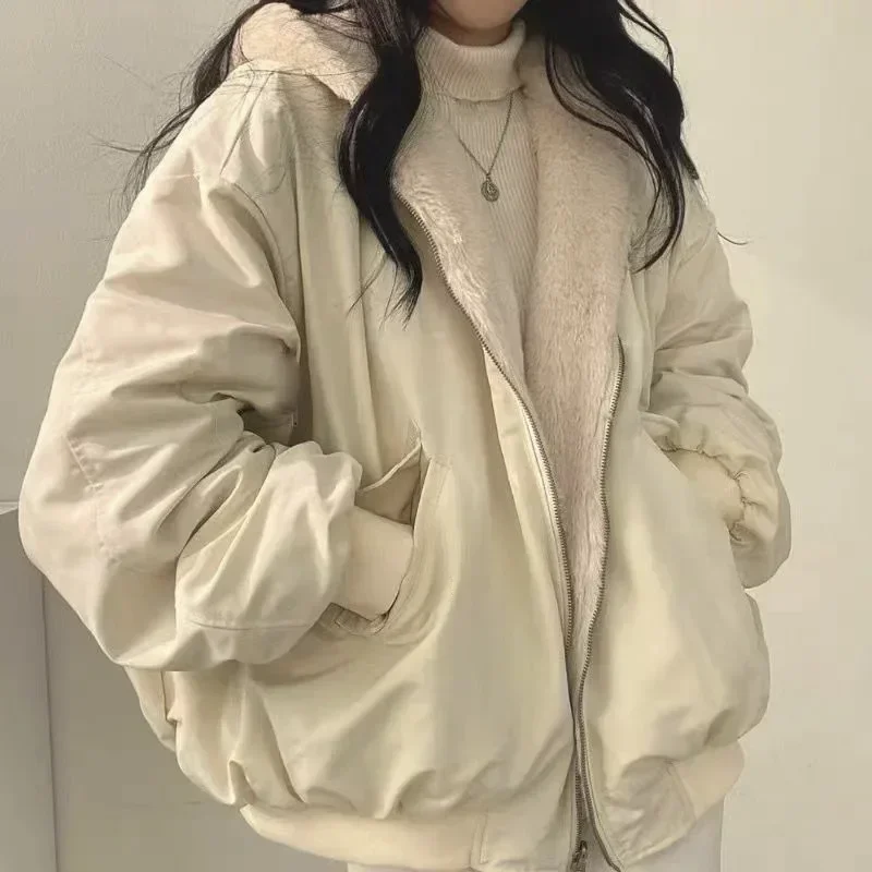 New Jackets for Women Thick Warm Parkas Oversized Double Sided Hooded Coat Korean Fashion Casual Loose Zip Up Jackets Coat Women 4