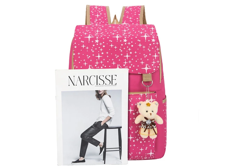 Student Backpack Three Piece Canvas Schoolbag Academic Style High Capacity Backpack for Boys and Girls Junior School Backpack 6
