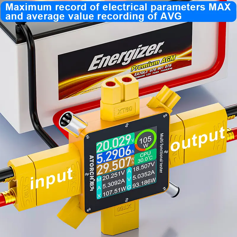 XT369P DC4.5-80V 50A Digital Voltmeter Ammeter XT60 XT30 XT90 Plug Wattmeter Current Capacity Tester Model Aircraft Power Meter image 6