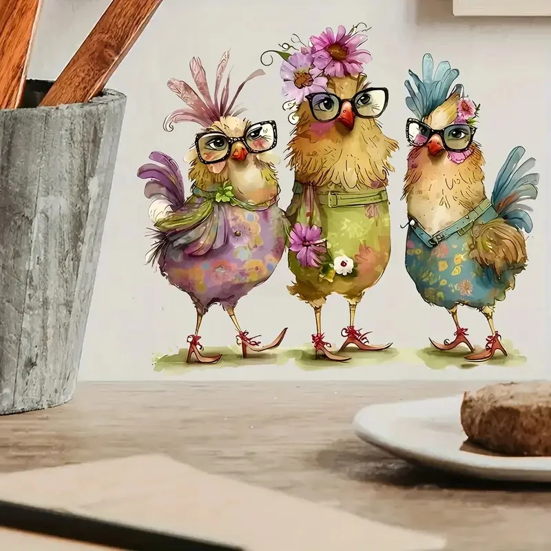 Creative Fun Cartoon Chicken Wall Stickers, Wallpaper, Decoration, Suitable for Bedroom, Living Room, Home Background,