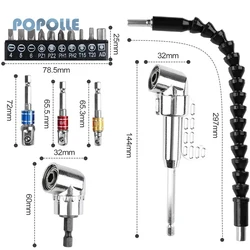Ensemble de 16 embouts de tournevis, 10 embouts de tournevis, embout de tournevis à angle droit, rallonge, adaptateur de douille à Impact 