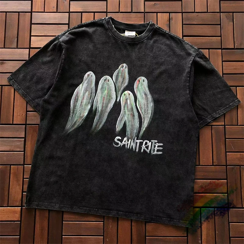 

Вареный стиль святого Михаила, мужские и женские винтажные Стильные топы с коротким рукавом