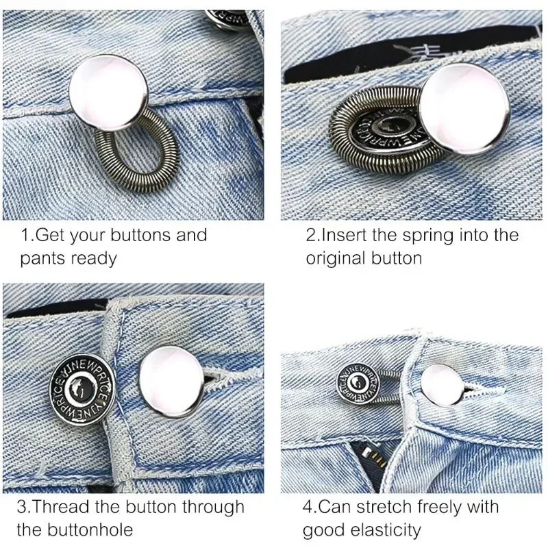 Metal Button Extender Pants Jeans Free Sewing Adjustable Retractable Waist Extenders Button Waistband Expander for DIY Sewing 4